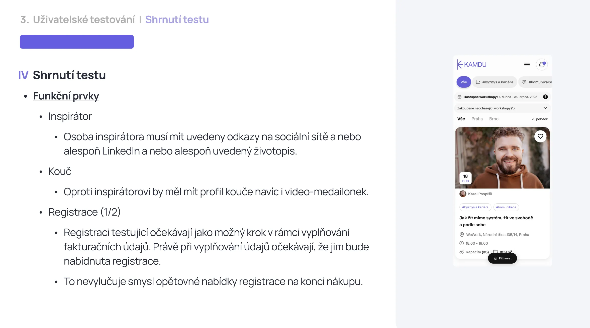 Testování grafické podoby Kamdu