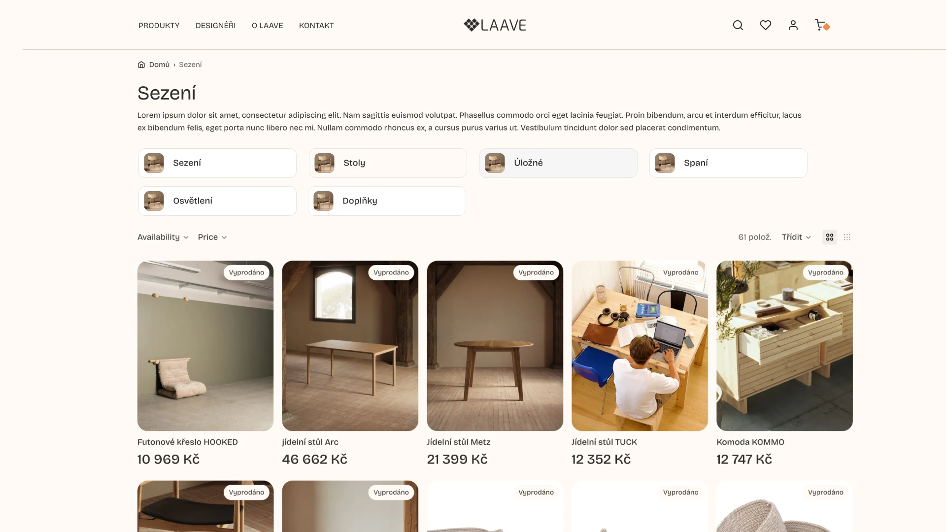 Kategorie e-shopu LAAVE